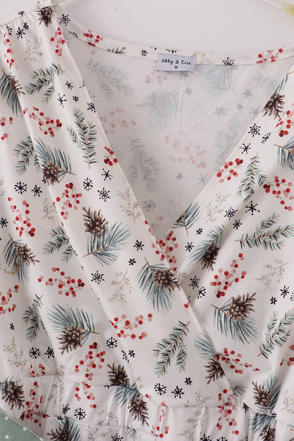Holiday Holly Leaf Maxi Dress for Moms – Matching Christmas Outfit - Blue Marc