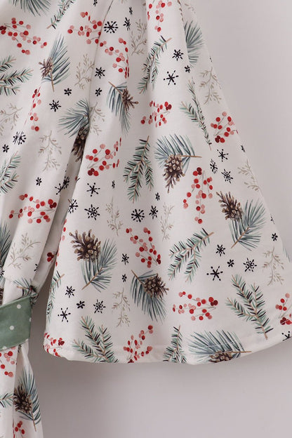 Holiday Holly Leaf Maxi Dress for Moms – Matching Christmas Outfit - Blue Marc