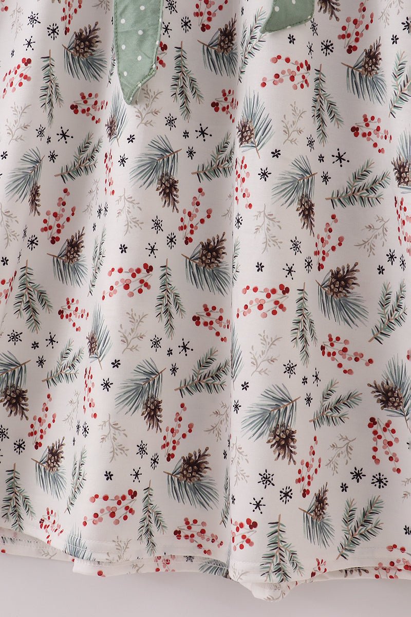 Holiday Holly Leaf Maxi Dress for Moms – Matching Christmas Outfit - Blue Marc
