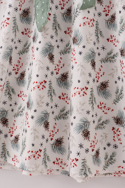 Holiday Holly Leaf Maxi Dress for Moms – Matching Christmas Outfit - Blue Marc