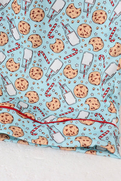 Holiday Pajama Set for Women – Cookies, Candy Cane & Milk Print - Blue Marc