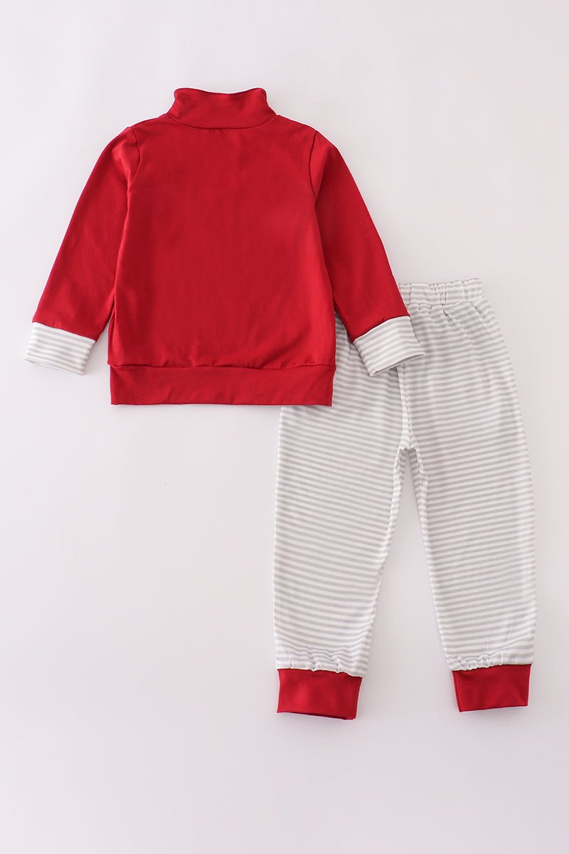 Holiday Red & White Elephant Jogger Set for Boys - Blue Marc