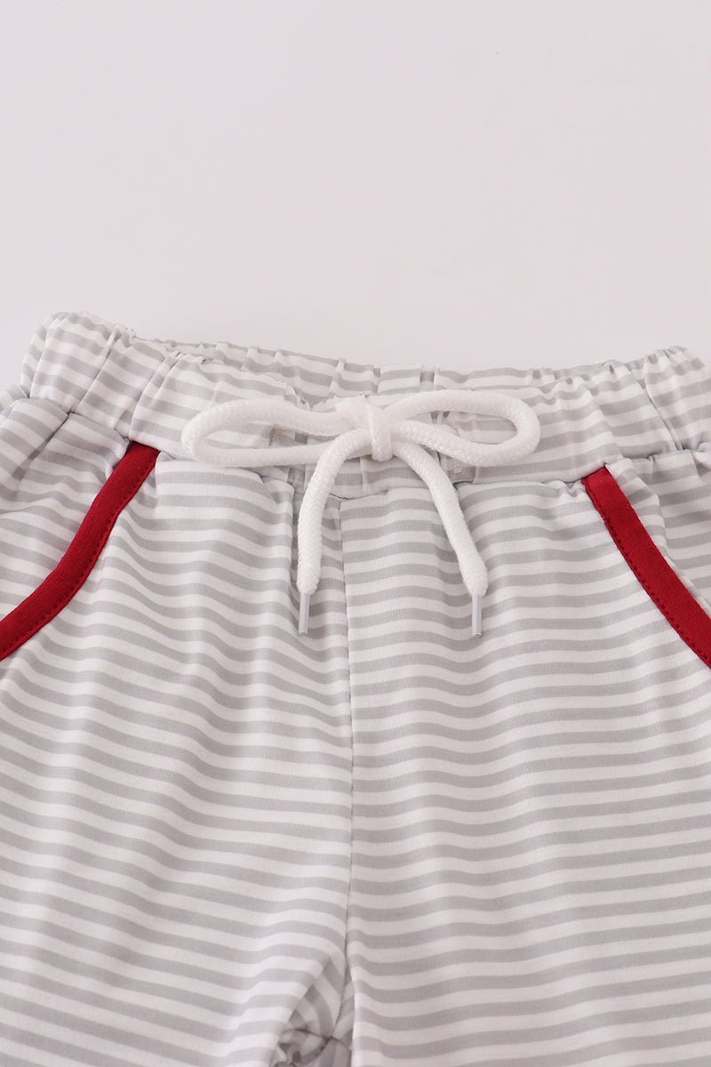 Holiday Red & White Elephant Jogger Set for Boys - Blue Marc