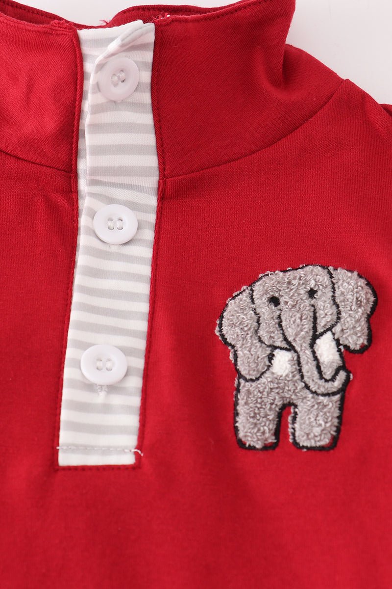 Holiday Red & White Elephant Jogger Set for Boys - Blue Marc