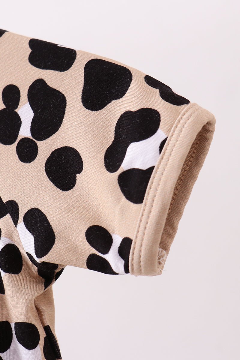 Leopard Print Baby Girl Romper – Short Sleeve Zip - Up Bodysuit - Blue Marc