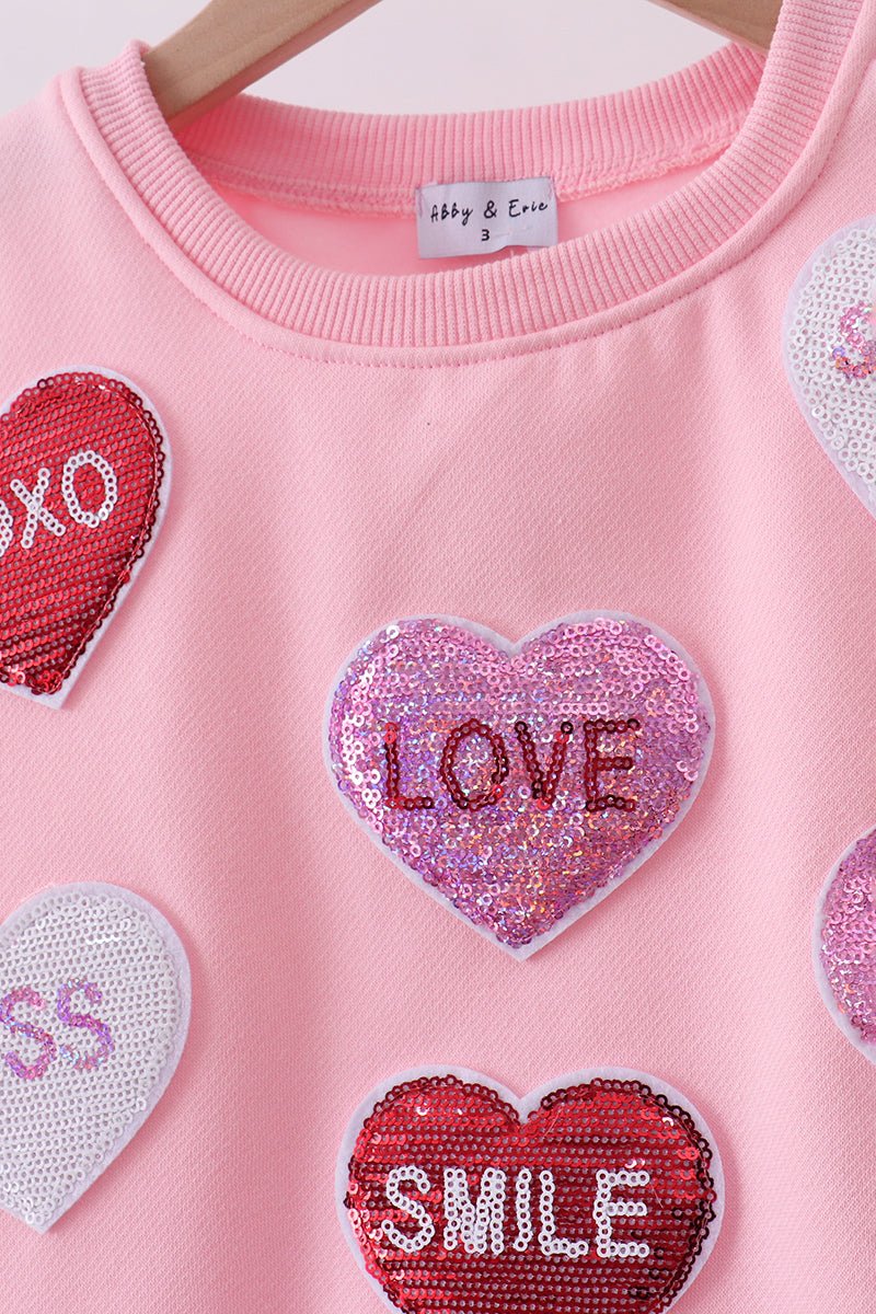 Matching Mommy & Me Valentine’s Sweatshirts – Pink Heart Print Love Set - Blue Marc