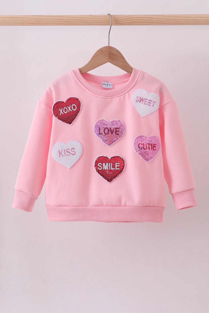 Matching Mommy & Me Valentine’s Sweatshirts – Pink Heart Print Love Set - Blue Marc