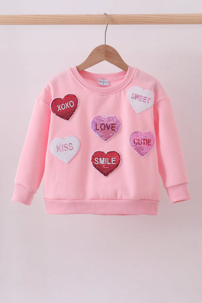 Matching Mommy & Me Valentine’s Sweatshirts – Pink Heart Print Love Set - Blue Marc