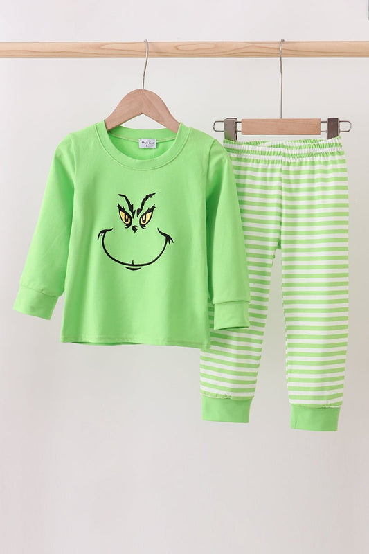Merry Mischief Boys Grinch - Inspired Christmas Pajama Set - Blue Marc