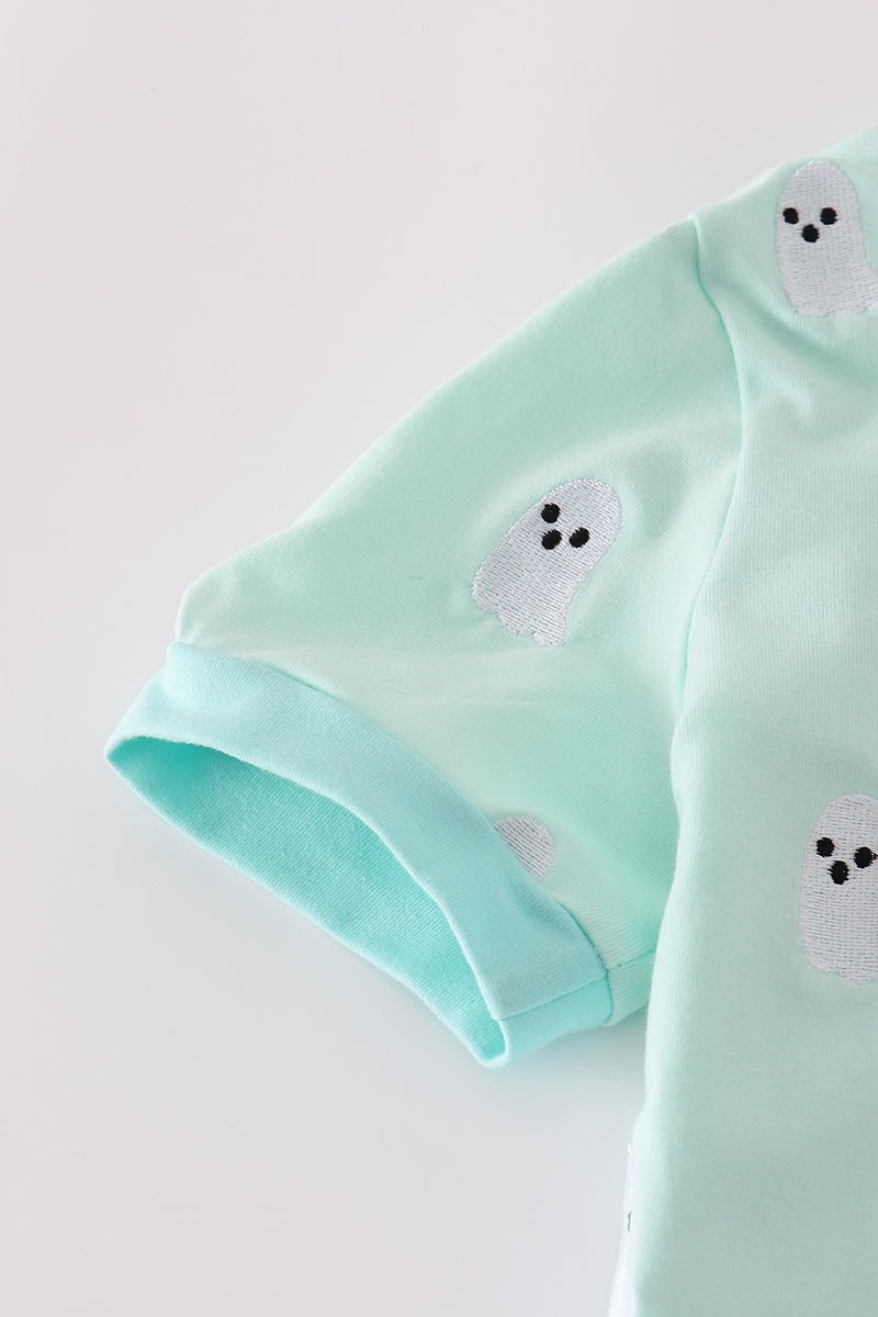 Mint Green Boys Ghost Pajama Set – Spooky Cute Sleepwear - Blue Marc