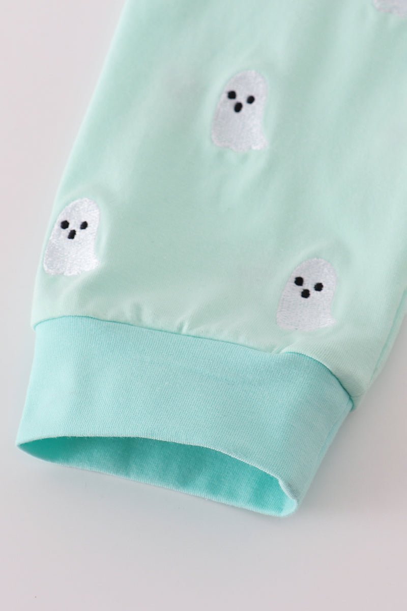 Mint Green Boys Ghost Pajama Set – Spooky Cute Sleepwear - Blue Marc