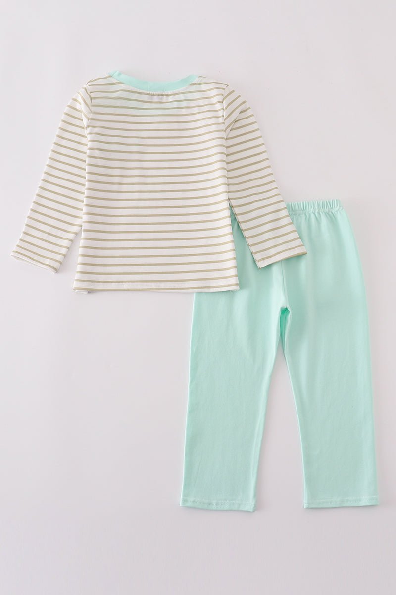 Mint Stripe Bear Pocket Boys 2 - Piece Lounge Set - Blue Marc