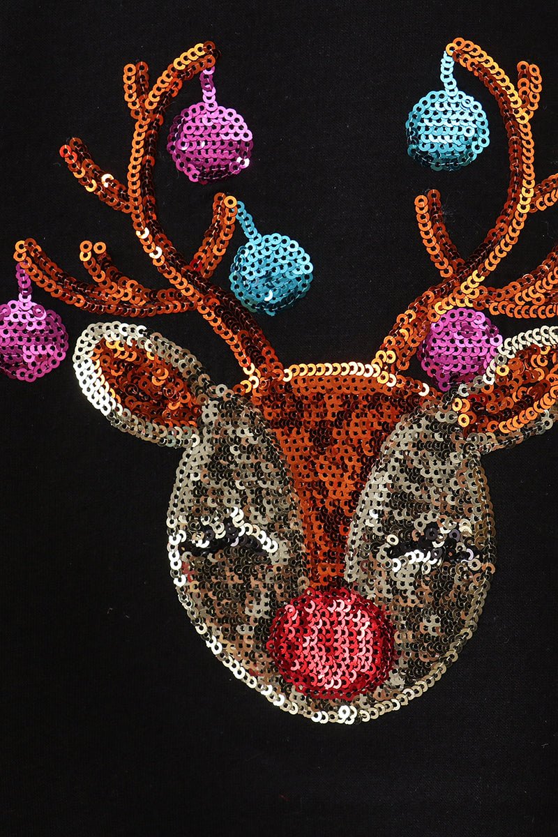Mommy and Me Reindeer Holiday Sweatshirt Set – Black - Blue Marc