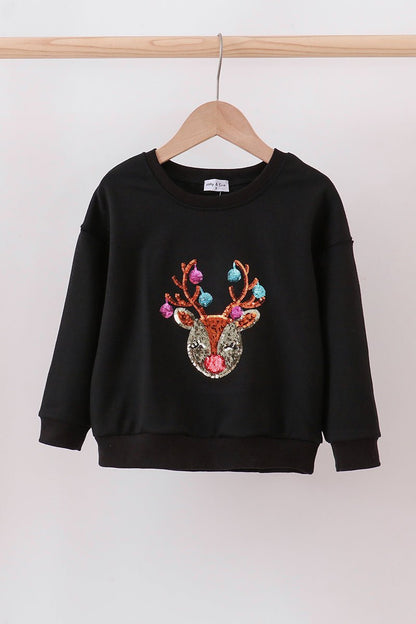 Mommy and Me Reindeer Holiday Sweatshirt Set – Black - Blue Marc
