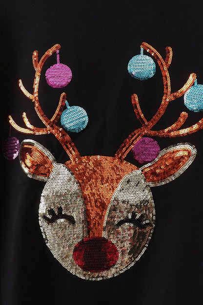 Mommy and Me Reindeer Holiday Sweatshirt Set – Black - Blue Marc