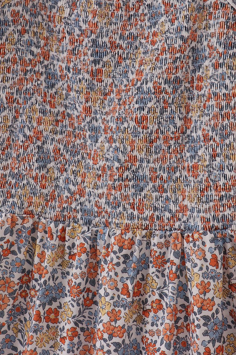 Mommy & Me Fall Floral Maxi Dress – Puff Sleeve Autumn Print - Blue Marc