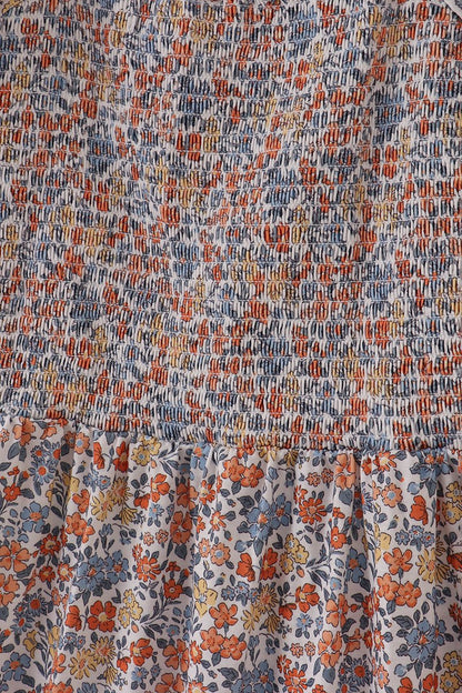 Mommy & Me Fall Floral Maxi Dress – Puff Sleeve Autumn Print - Blue Marc