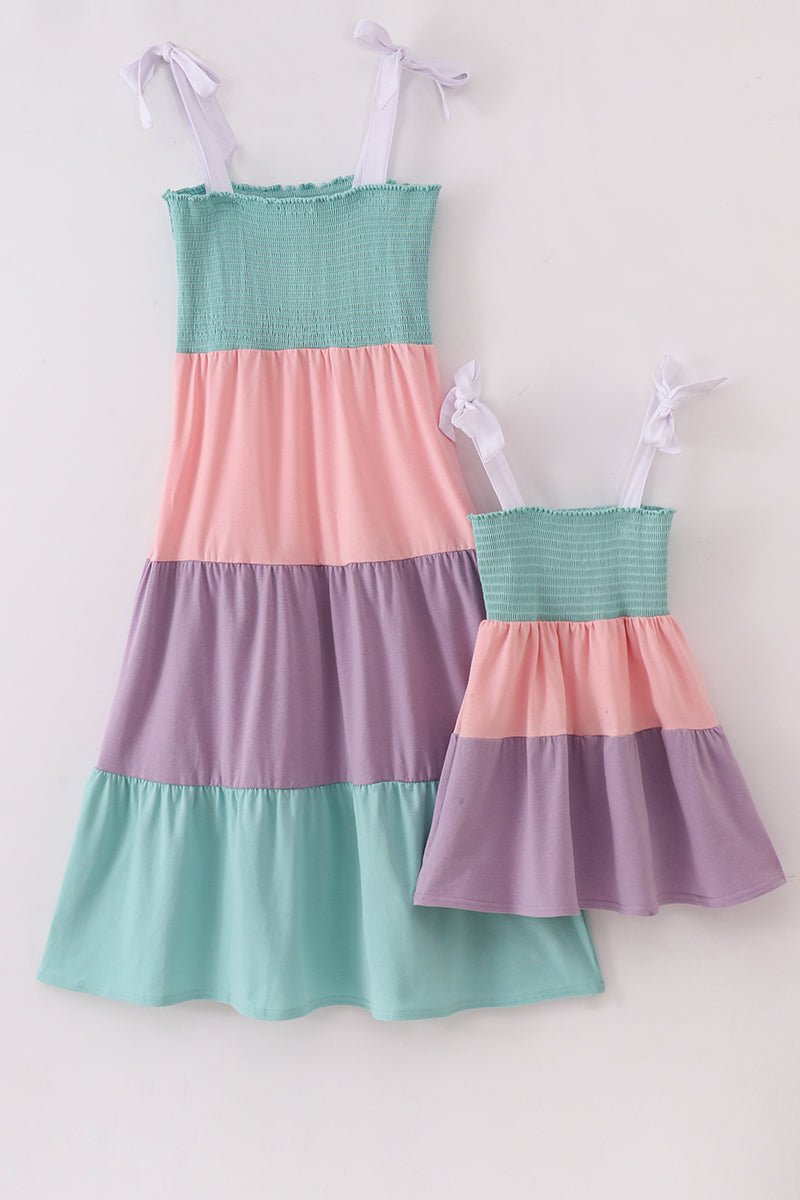 Mommy & Me Pastel Tiered Maxi Dress – Matching Outfits for Stylish Duos - Blue Marc