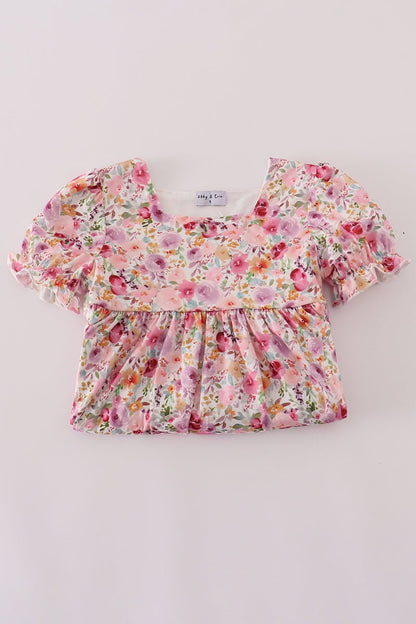 Mommy & Me Pink Floral Ruffle Sleeve Matching Dresses - Blue Marc
