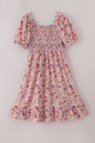Mommy & Me Pink Floral Ruffle Sleeve Matching Dresses - Blue Marc