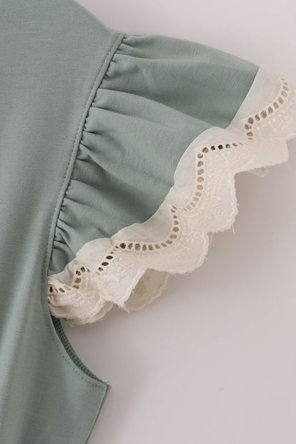 Mommy Sage Green Tiered Ruffle Sleeve Dress – Matching Family Look - Blue Marc