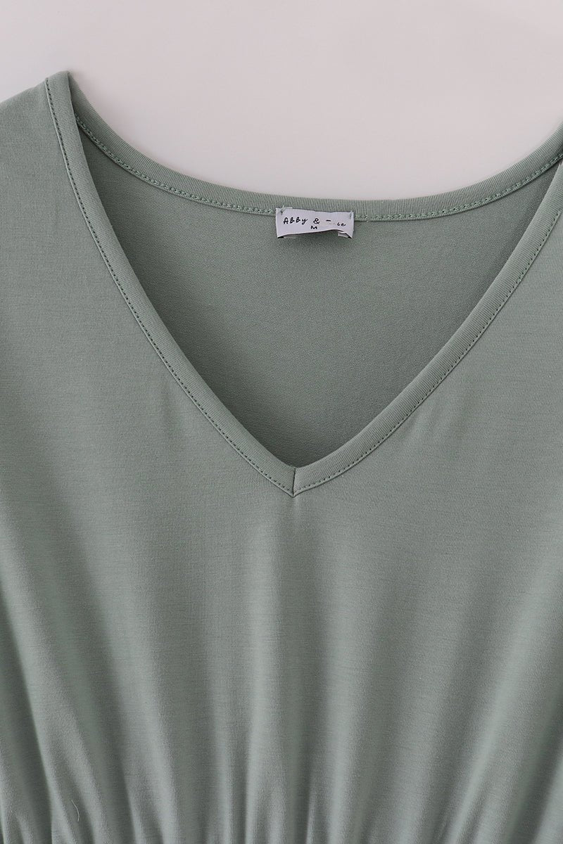 Mommy Sage Green Tiered Ruffle Sleeve Dress – Matching Family Look - Blue Marc