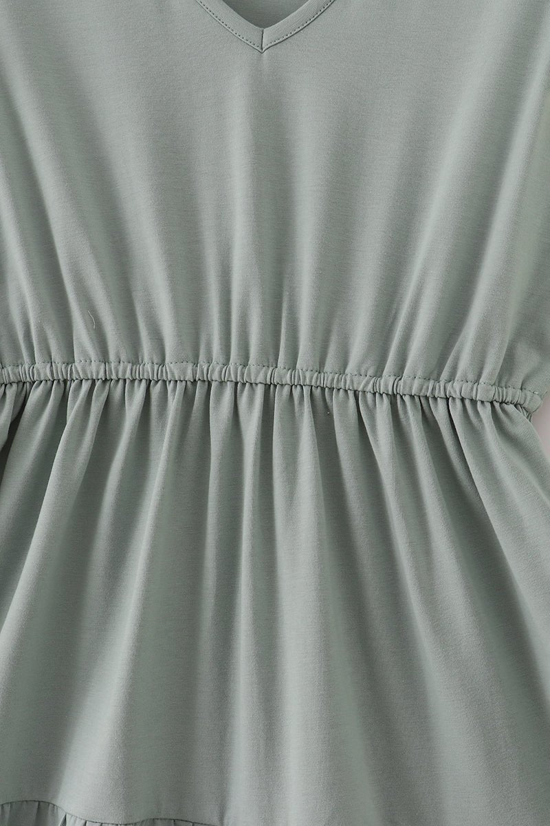 Mommy Sage Green Tiered Ruffle Sleeve Dress – Matching Family Look - Blue Marc