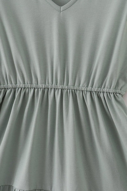 Mommy Sage Green Tiered Ruffle Sleeve Dress – Matching Family Look - Blue Marc