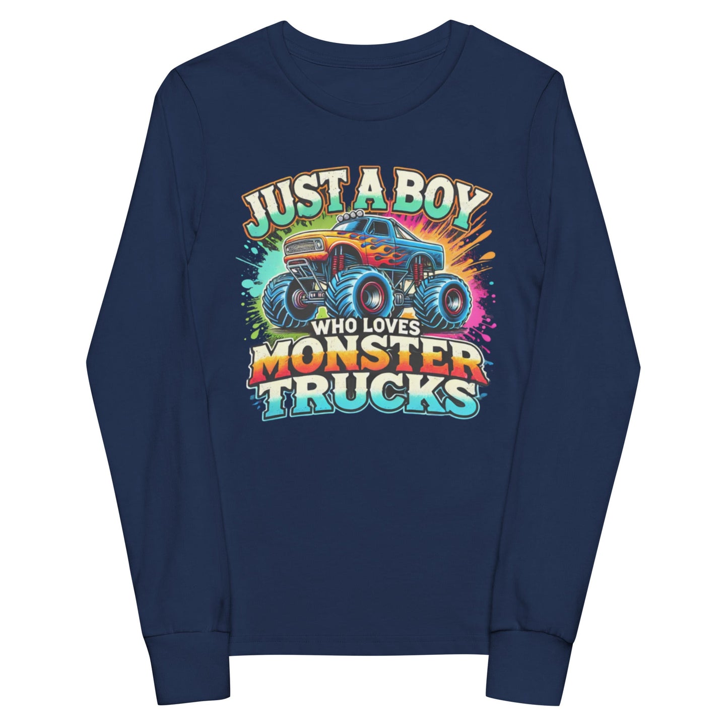 Monster Truck Lover - Boys' Long Sleeve Shirt - Blue Marc