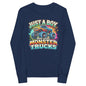 Monster Truck Lover - Boys' Long Sleeve Shirt - Blue Marc