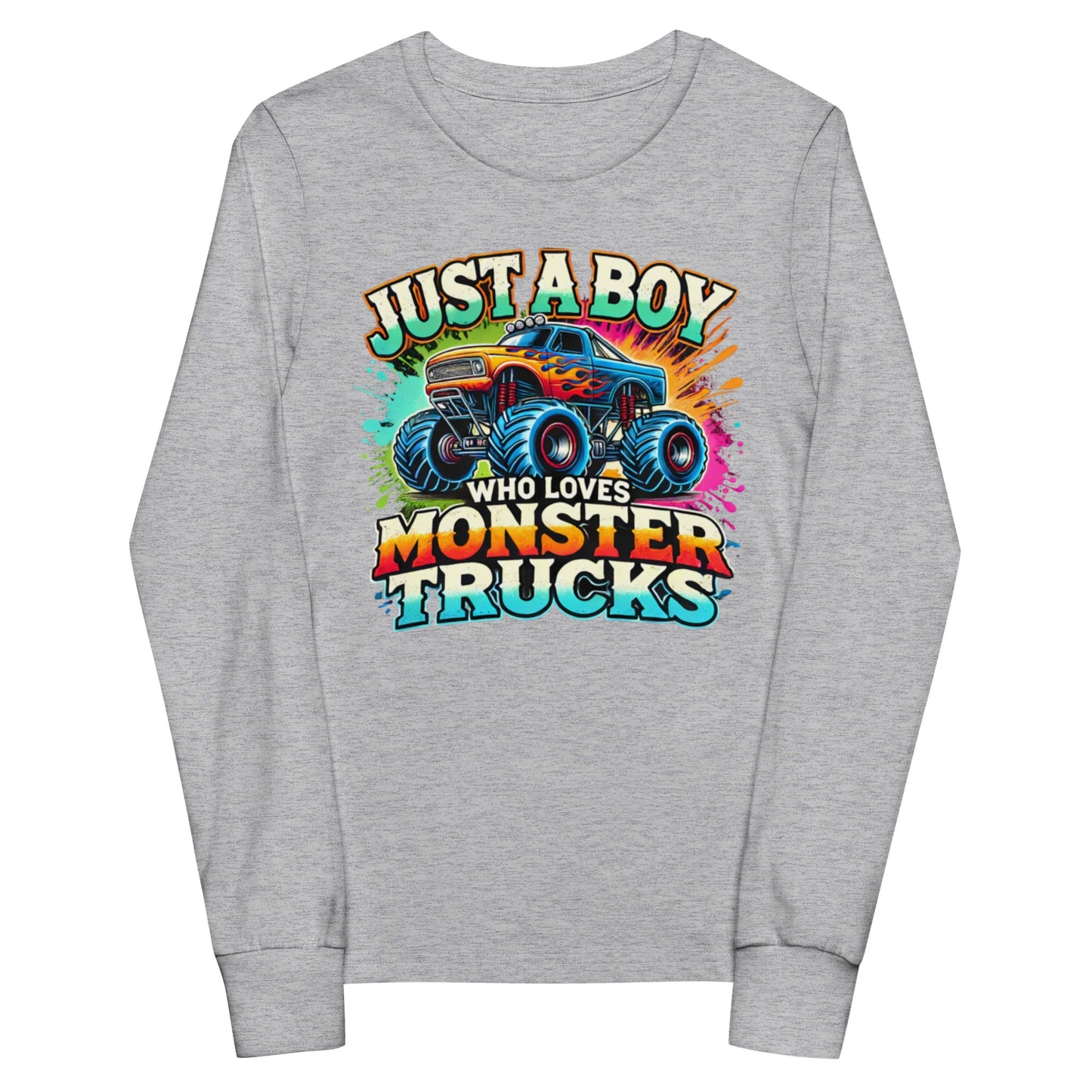 Monster Truck Lover - Boys' Long Sleeve Shirt - Blue Marc