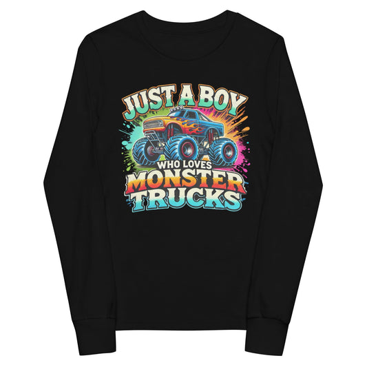 Monster Truck Lover - Boys' Long Sleeve Shirt - Blue Marc