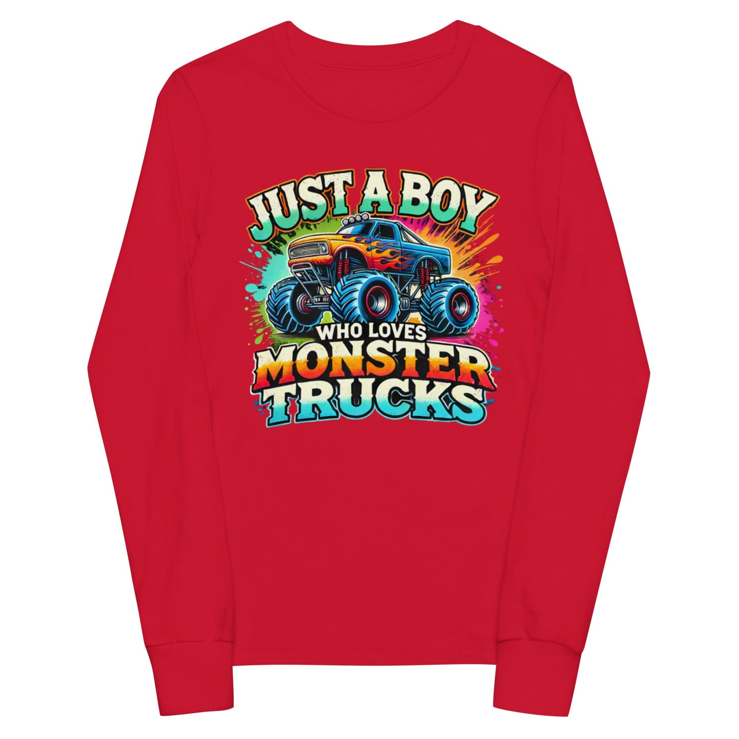 Monster Truck Lover - Boys' Long Sleeve Shirt - Blue Marc