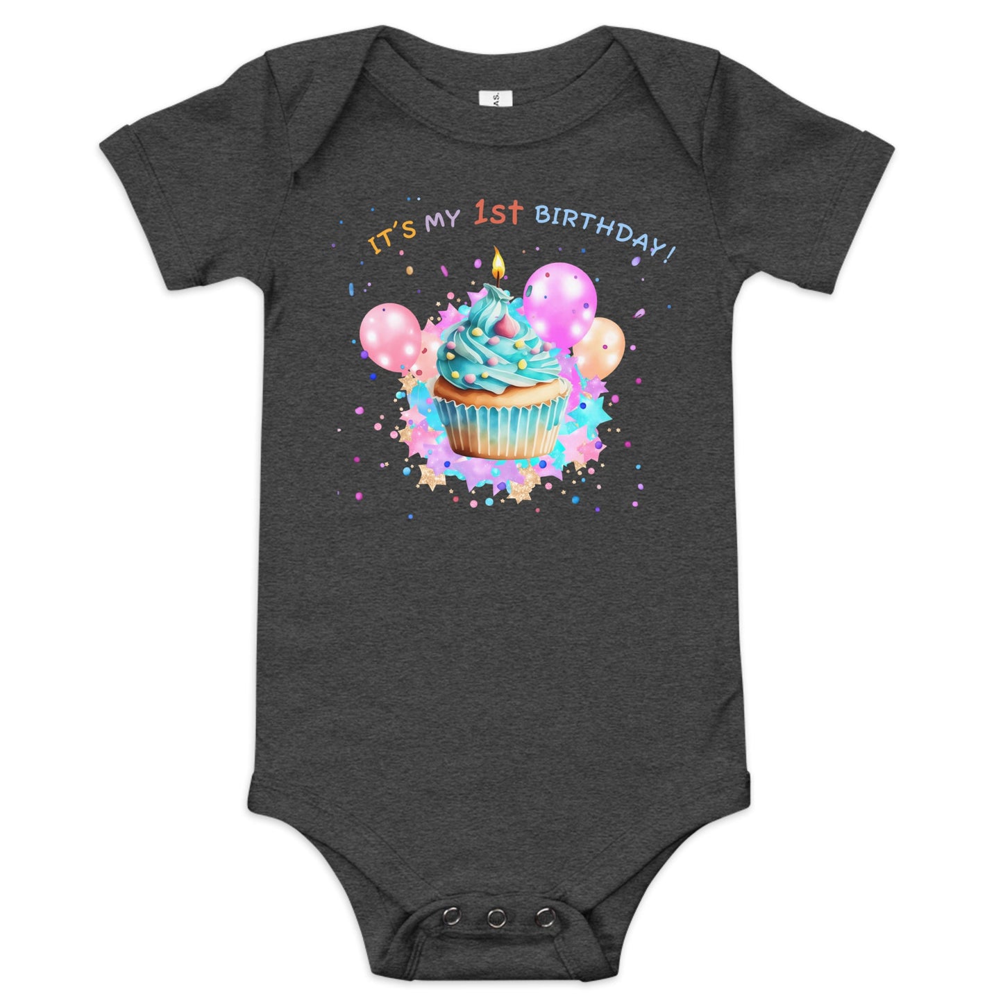 My 1st Birthday Graphic Bodysuit - Blue Marc