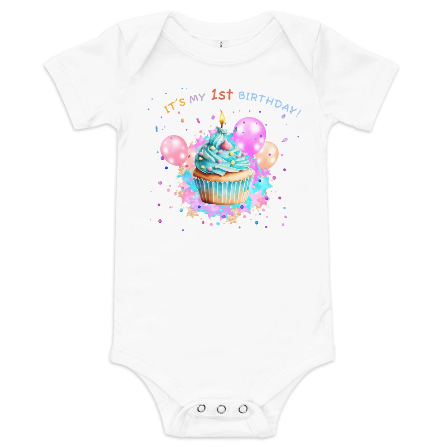 My 1st Birthday Graphic Bodysuit - Blue Marc