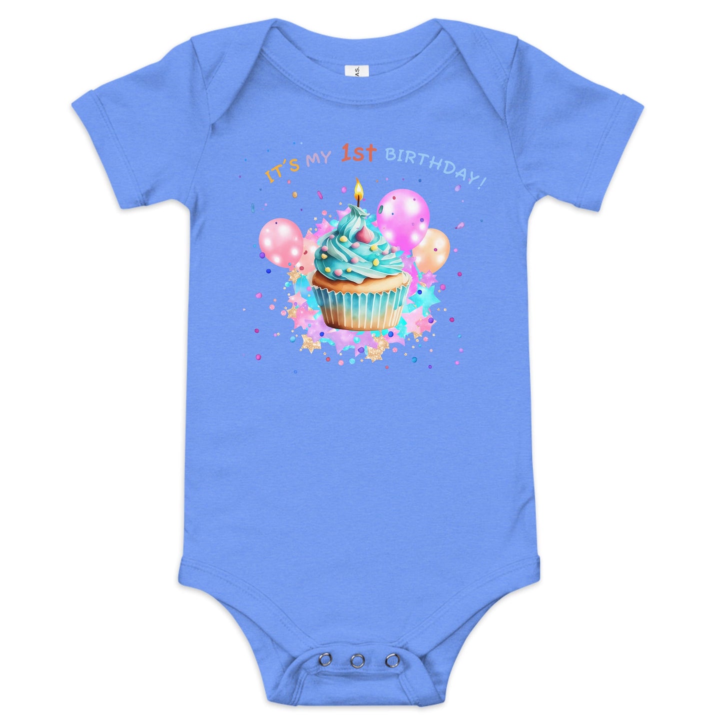 My 1st Birthday Graphic Bodysuit - Blue Marc