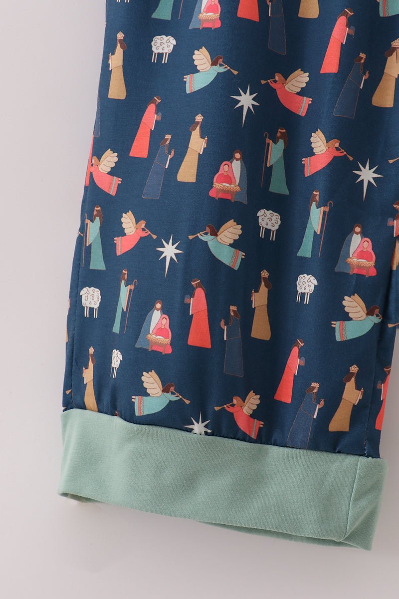 Nativity Christmas Pajama Pants – Women's Holiday Lounge - Blue Marc