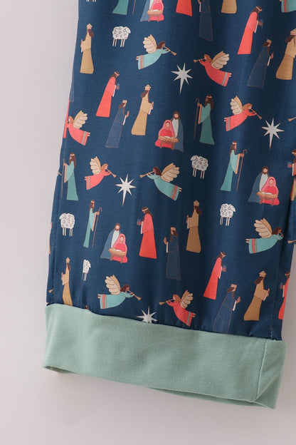 Nativity Christmas Pajama Pants – Women's Holiday Lounge - Blue Marc