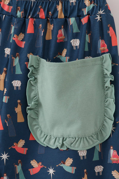 Nativity Christmas Pajama Pants – Women's Holiday Lounge - Blue Marc