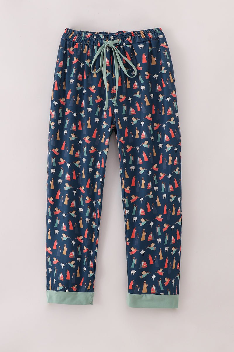 Nativity Christmas Pajama Pants – Women's Holiday Lounge - Blue Marc