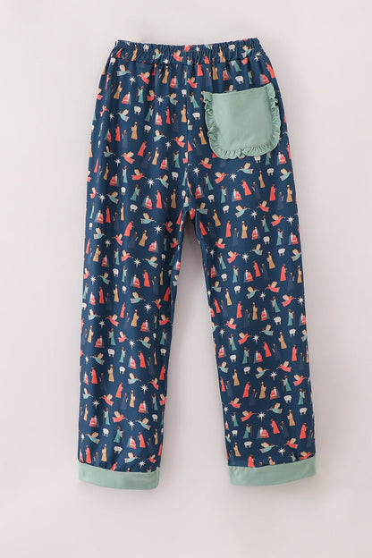 Nativity Christmas Pajama Pants – Women's Holiday Lounge - Blue Marc