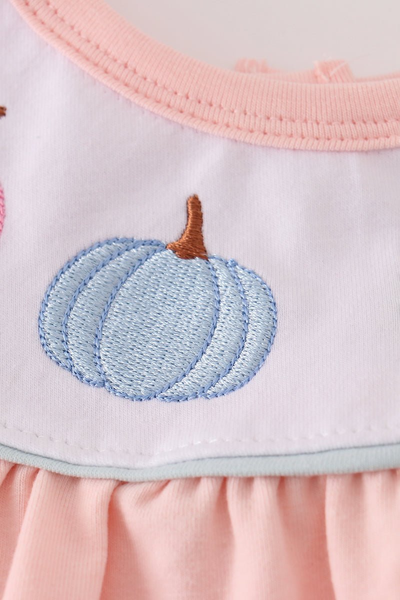 Pastel Pumpkin Flutter Romper – Baby Girl Fall Outfit - Blue Marc
