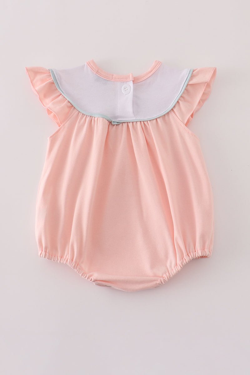Pastel Pumpkin Flutter Romper – Baby Girl Fall Outfit - Blue Marc