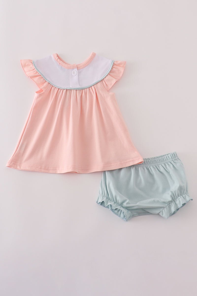 Pastel Pumpkin Top & Bloomers Set for Baby Girls - Blue Marc