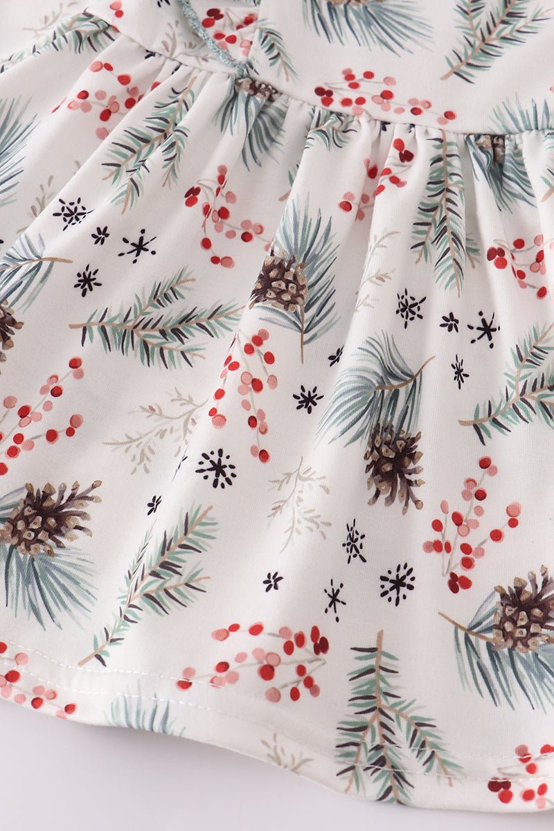 Pine Blossom Baby Girl Holiday Outfit Set - Blue Marc