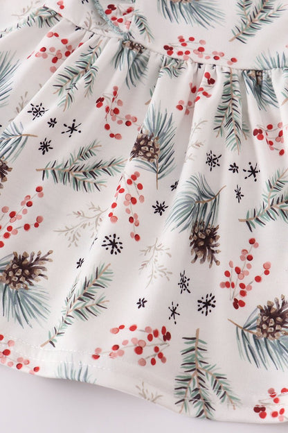 Pine Blossom Baby Girl Holiday Outfit Set - Blue Marc