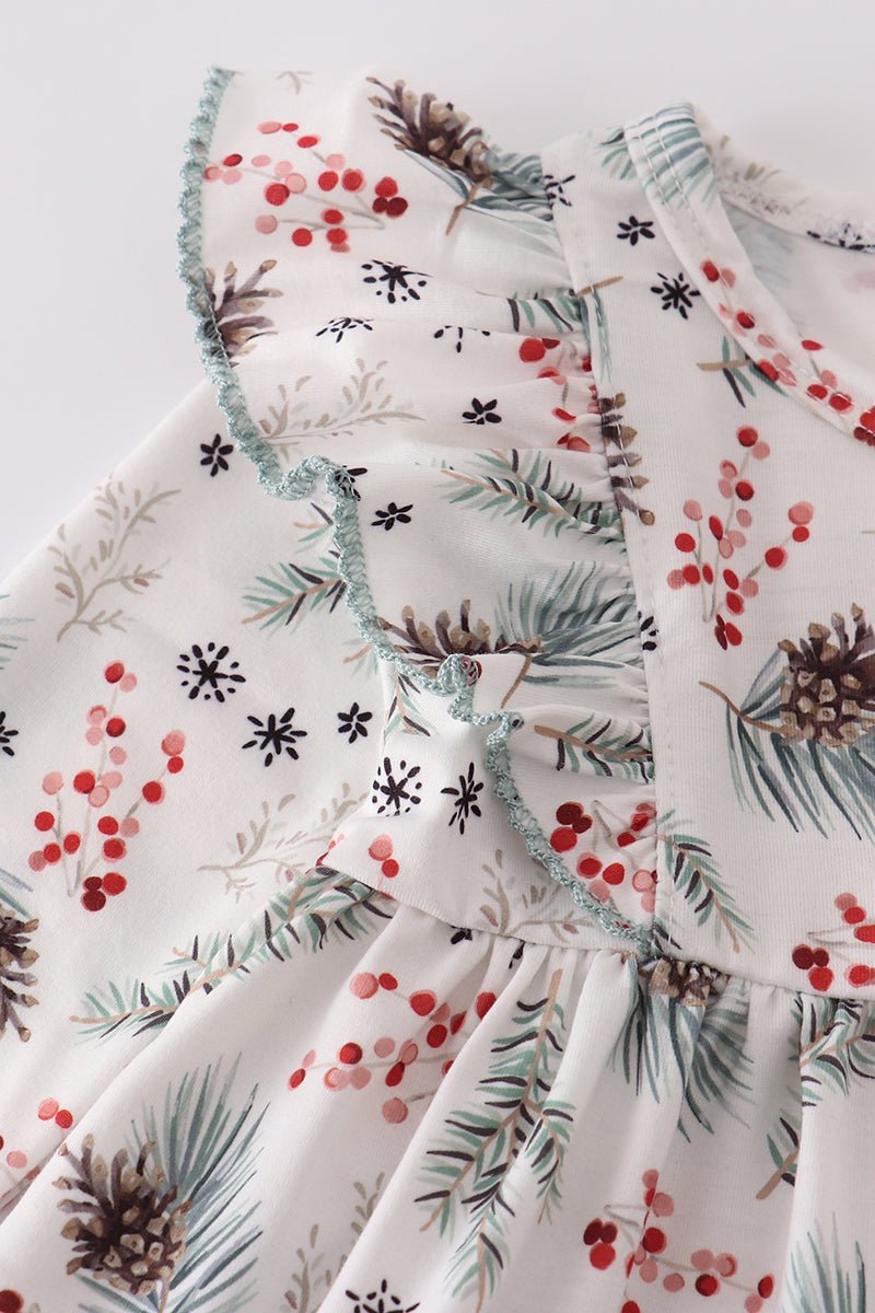 Pine Blossom Baby Girl Holiday Outfit Set - Blue Marc