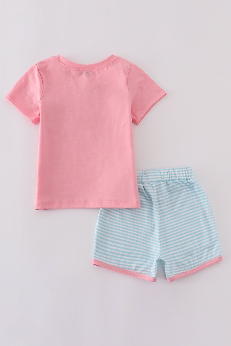 Pink & Aqua Stripe Pocket Set – Everyday Comfort for Stylish Girls - Blue Marc