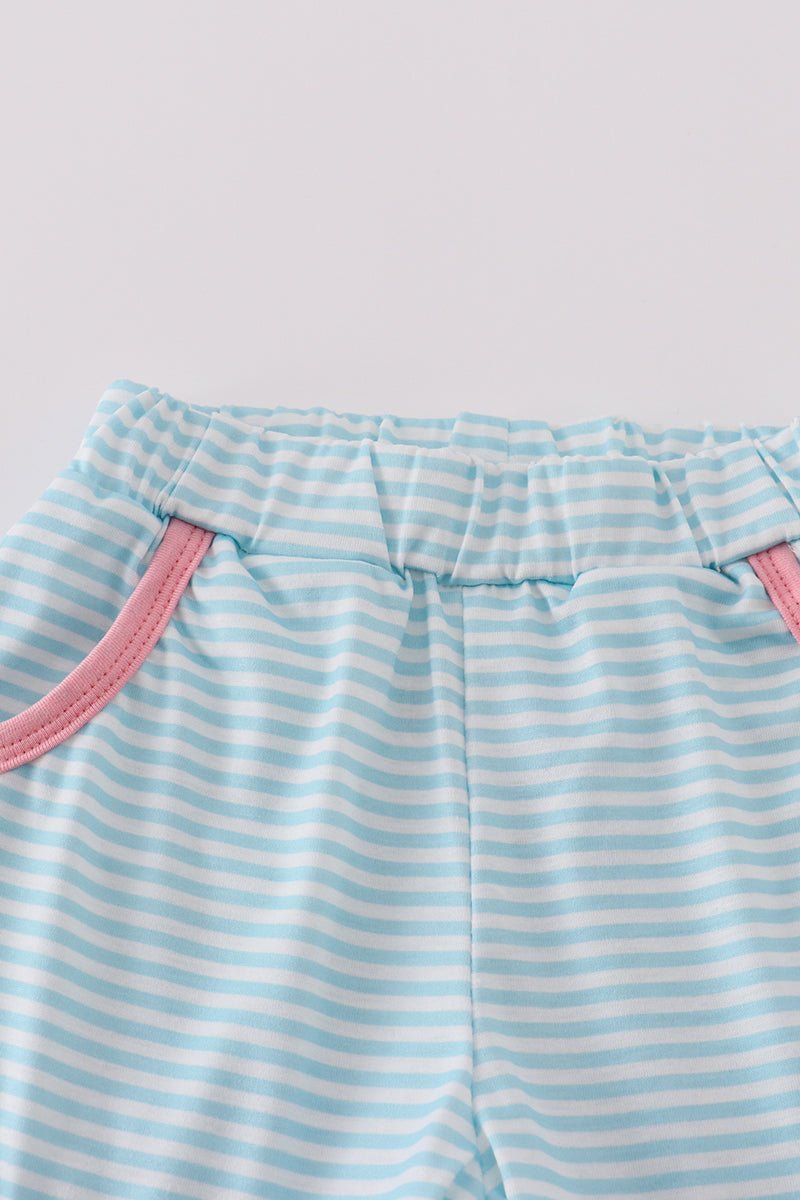 Pink & Aqua Stripe Pocket Set – Everyday Comfort for Stylish Girls - Blue Marc