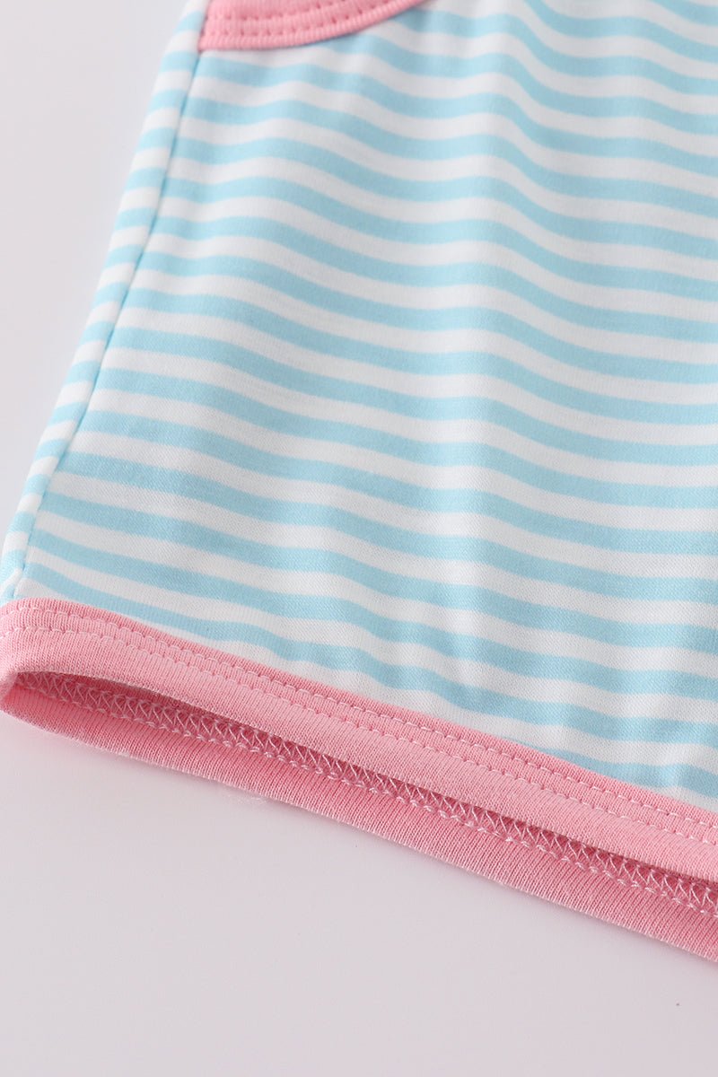 Pink & Aqua Stripe Pocket Set – Everyday Comfort for Stylish Girls - Blue Marc